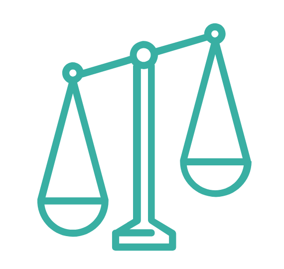 blue outline of pair of scales to weigh up the pros and cons of telematics insurance